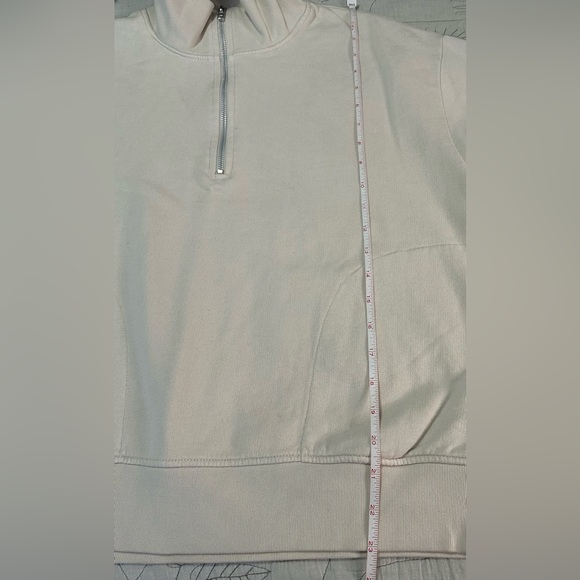 NEW MATE the Label Organic Fleece Half-Zip Sweatshirt — Bone • NWT • Size S - Picture 8 of 13